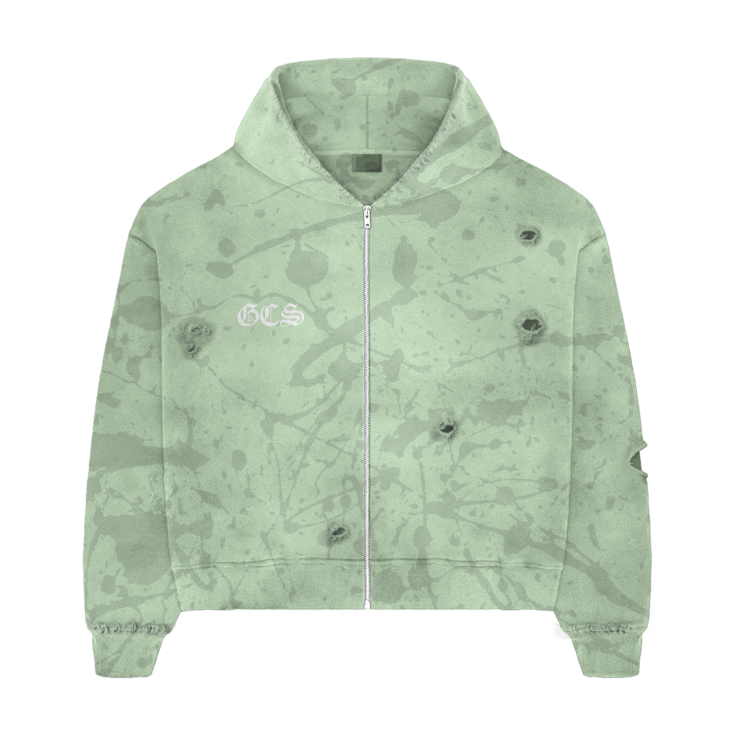 GCS Green Paint Splatter Zip-Up