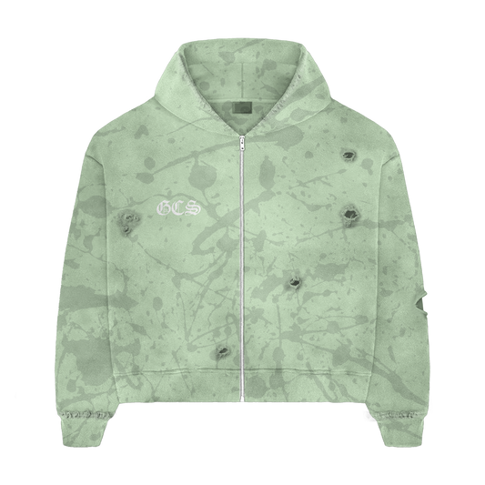 GCS Green Paint Splatter Zip-Up